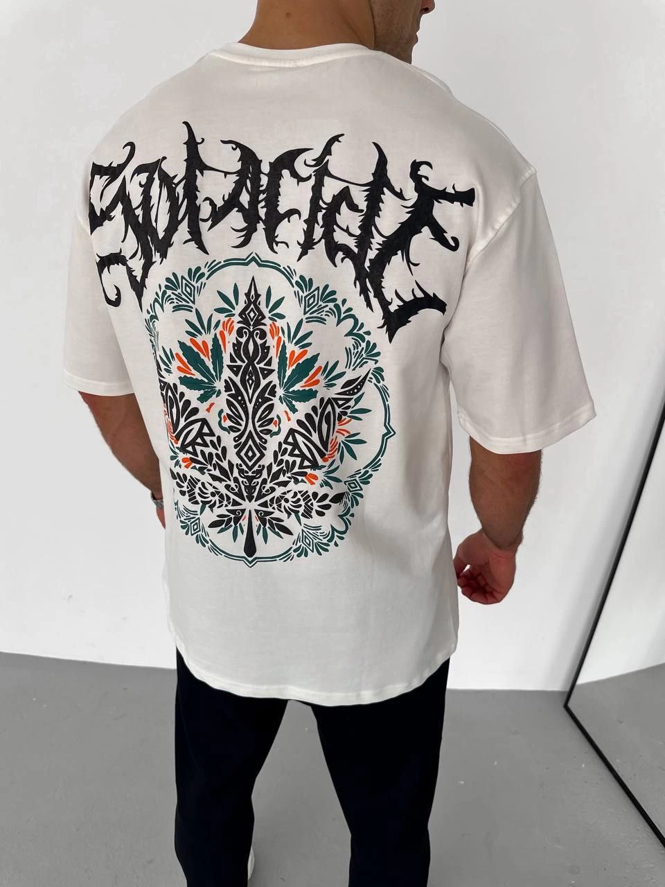 Erkek Baskılı T-Shirt Kısa Kol Bisiklet Yaka Regular Fit Rahat Kalıp Günlük Tişört - Beyaz