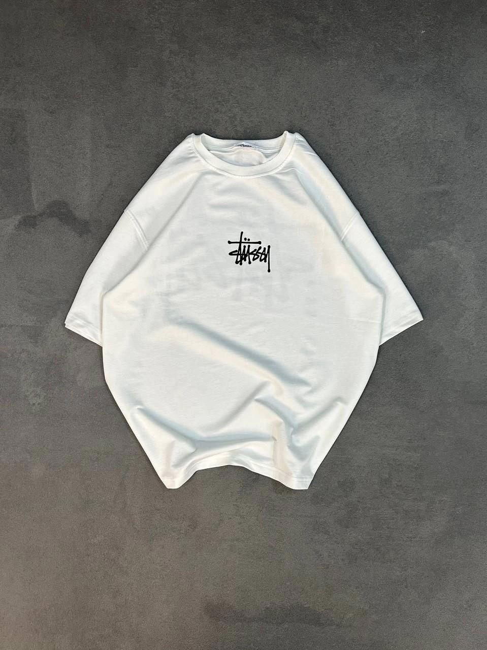 Erkek Tişört Bisiklet Yaka Baskılı Oversize Kısa kol T-Shirt - Beyaz