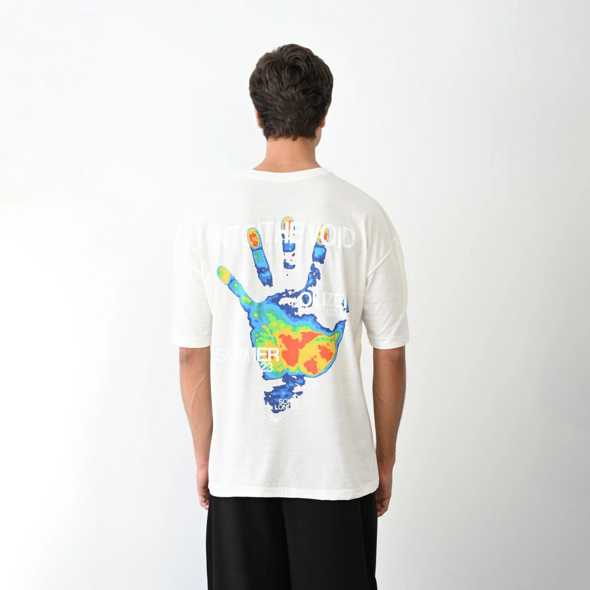 Erkek Kısa Kol Yazlık Tişört Bisiklet Yaka Baskılı Oversize T-Shirt - Beyaz