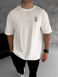 Erkek Kısa Kol Yazlık Tişört Bisiklet Yaka Baskılı T-Shirt - Beyaz
