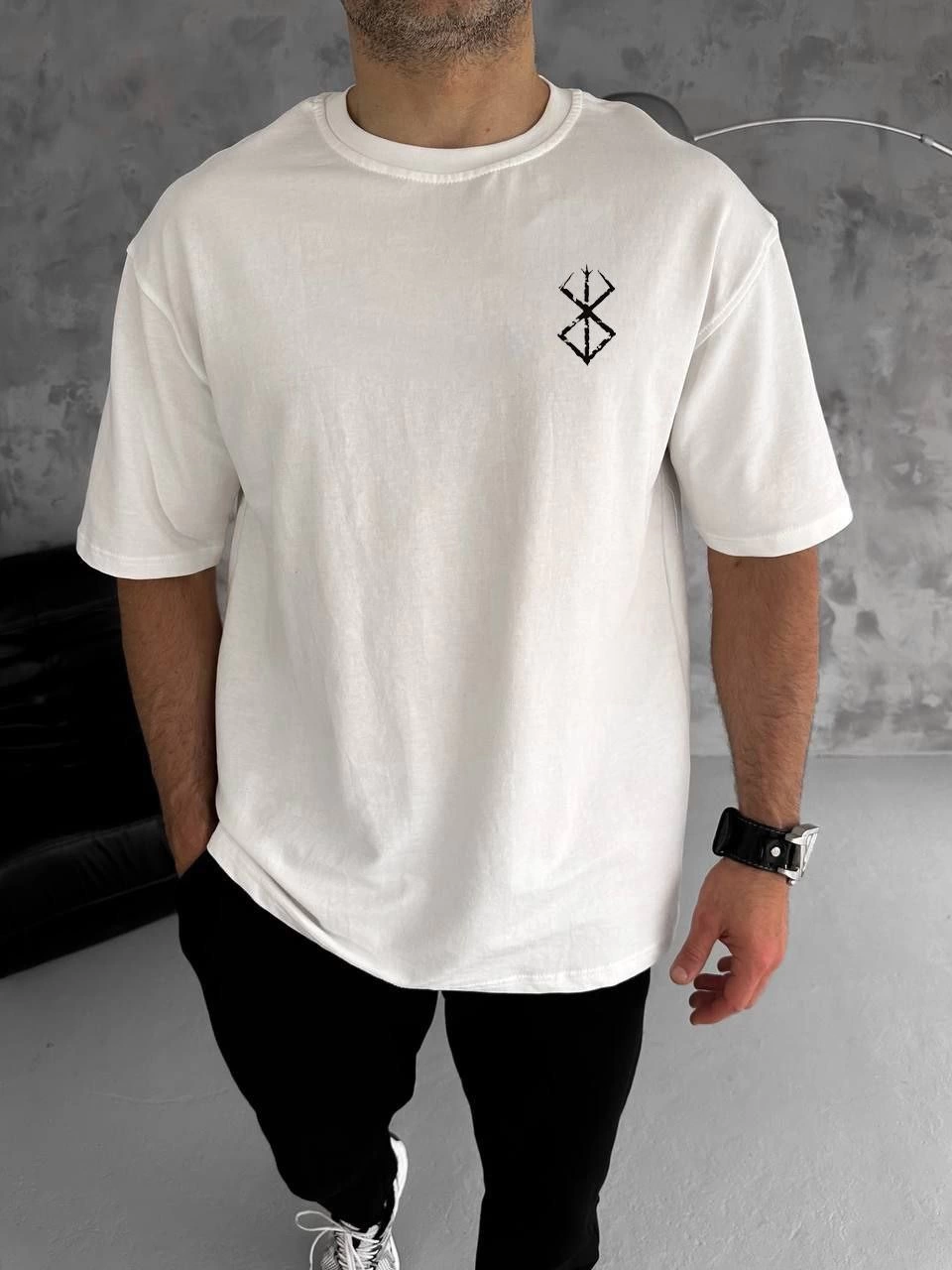 Erkek Kısa Kol Yazlık Tişört Bisiklet Yaka Baskılı T-Shirt - Beyaz