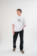 Erkek Kısa Kol Yazlık Tişört Bisiklet Yaka Baskılı Oversize T-Shirt -  Beyaz