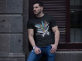 ERKEK Bisiklet Yaka Baskılı Kısa kol T-Shirt - Siyah
