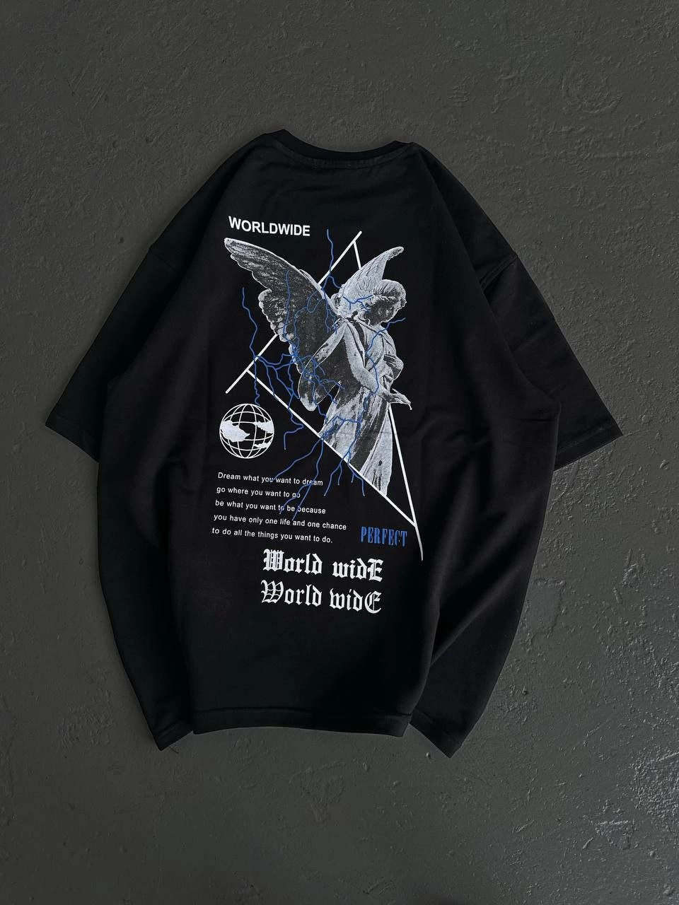 Kadın Baskılı T-Shirt Kısa Kol Bisiklet Yaka Oversize Rahat Kalıp Günlük Tişört   - Siyah