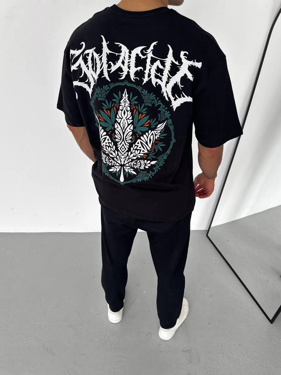 Erkek Baskılı T-Shirt Kısa Kol Bisiklet Yaka Regular Fit Rahat Kalıp Günlük Tişört - Siyah