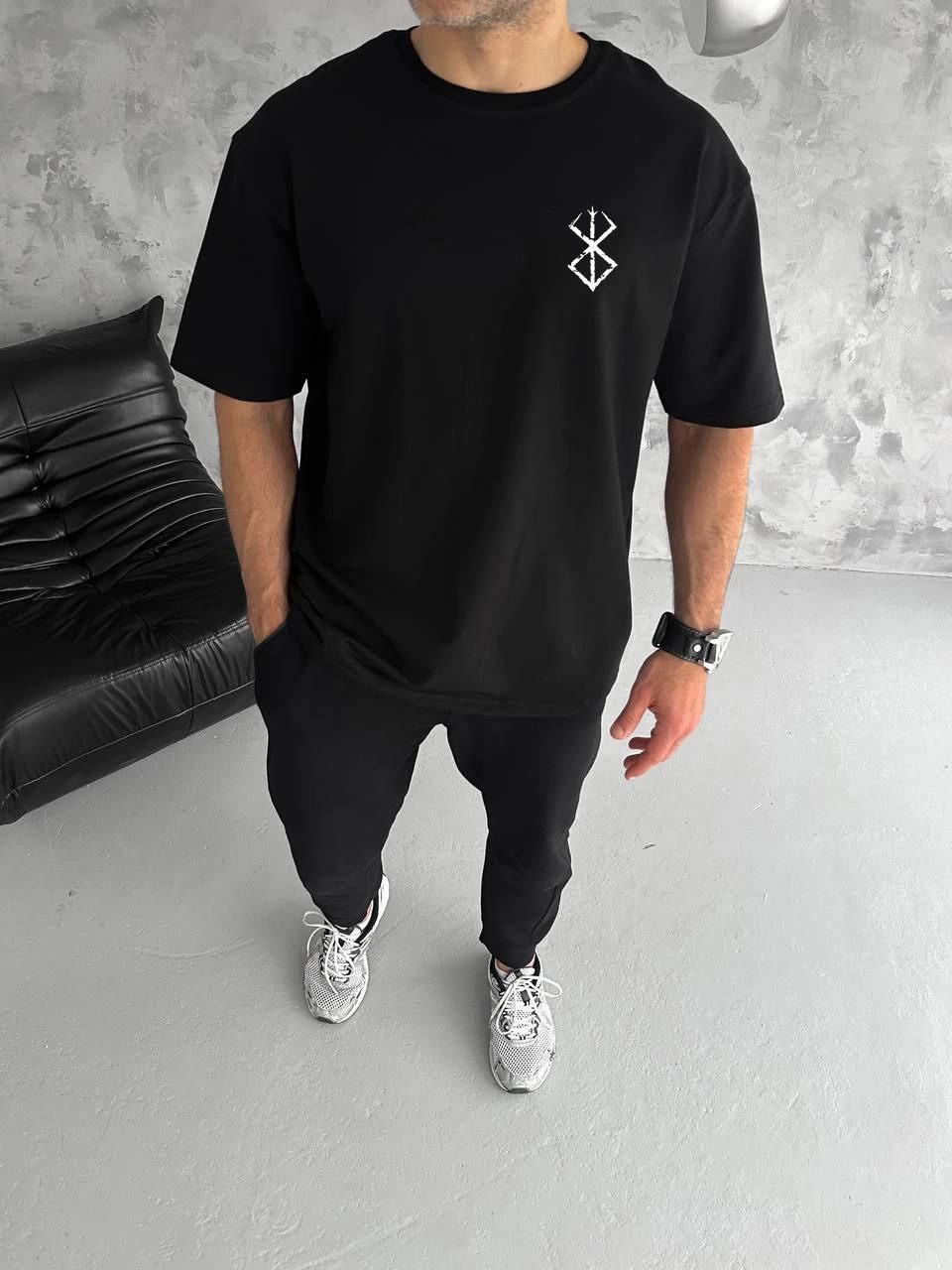 Erkek Kısa Kol Yazlık Tişört Bisiklet Yaka Baskılı  T-Shirt - Siyah
