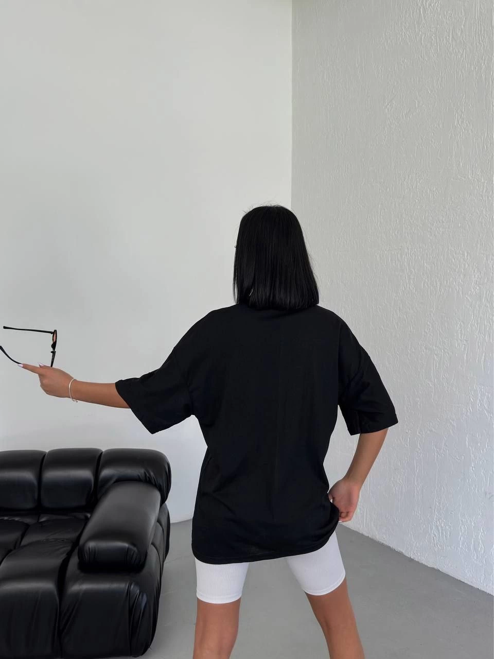 Kadın Kısa Kol Yazlık Tişört Bisiklet Yaka Los Angeles Baskılı T-Shirt - Siyah