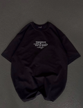 Kadın Baskılı T-Shirt Kısa Kol Bisiklet Yaka Oversize Rahat Kalıp Günlük Tişört   - Siyah