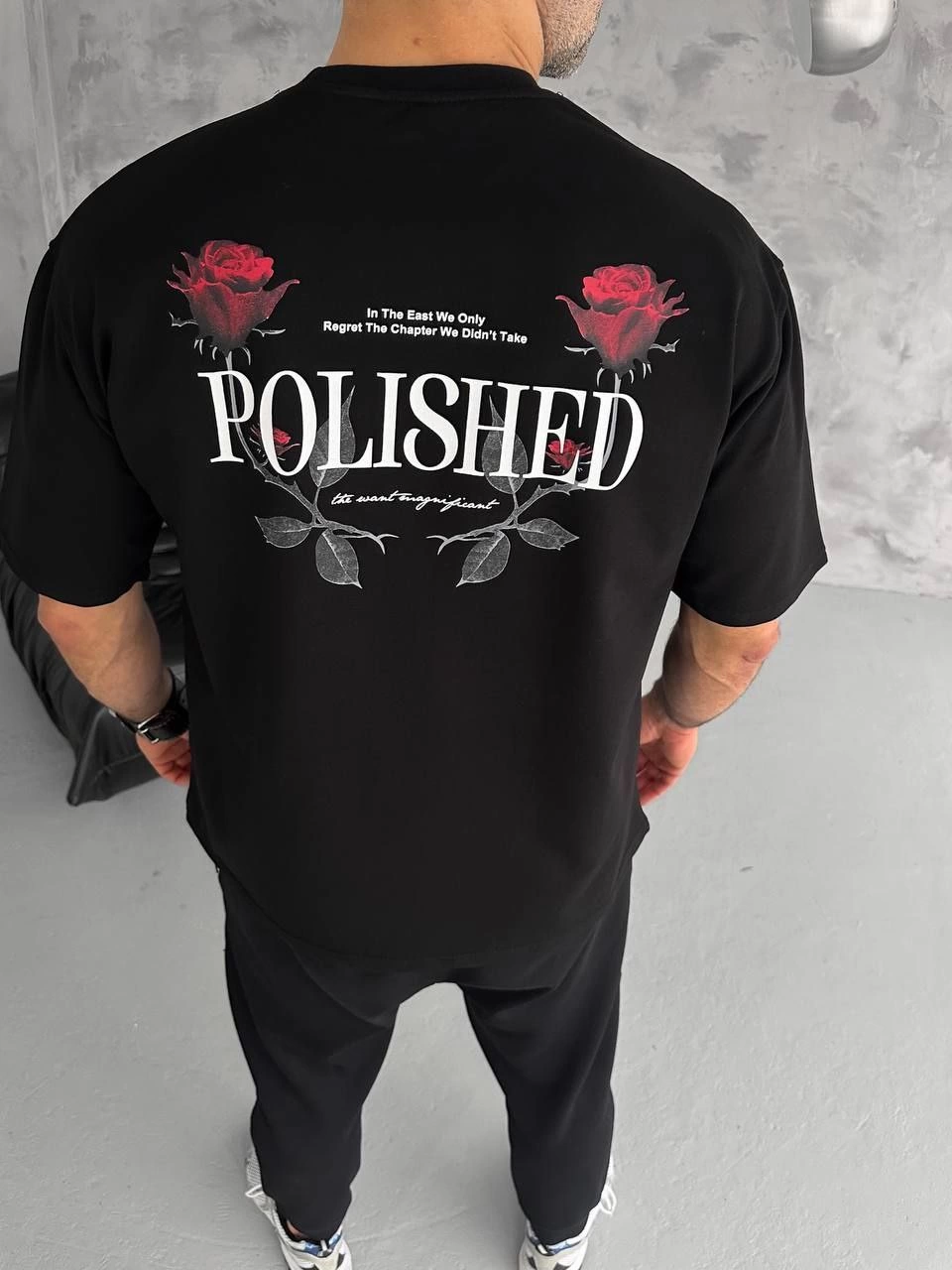 Erkek Kısa Kol Yazlık Tişört Bisiklet Yaka Baskılı Oversize T-Shirt - Siyah