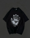 Kadın Baskılı T-Shirt Kısa Kol Bisiklet Yaka Regular Fit Rahat Kalıp Günlük Tişört  - Siyah
