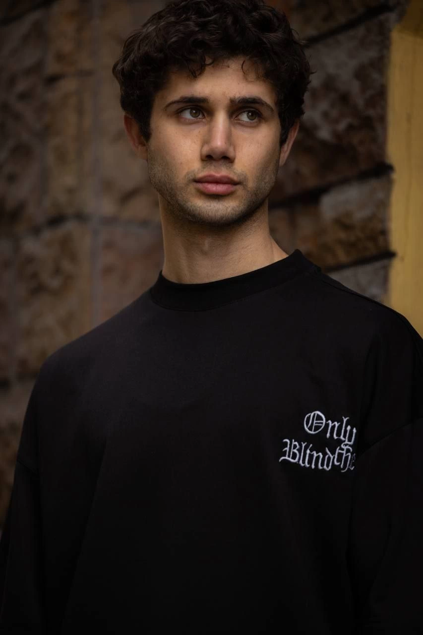 Erkek Kısa Kol Yazlık Tişört Bisiklet Yaka Baskılı Oversize T-Shirt - Siyah
