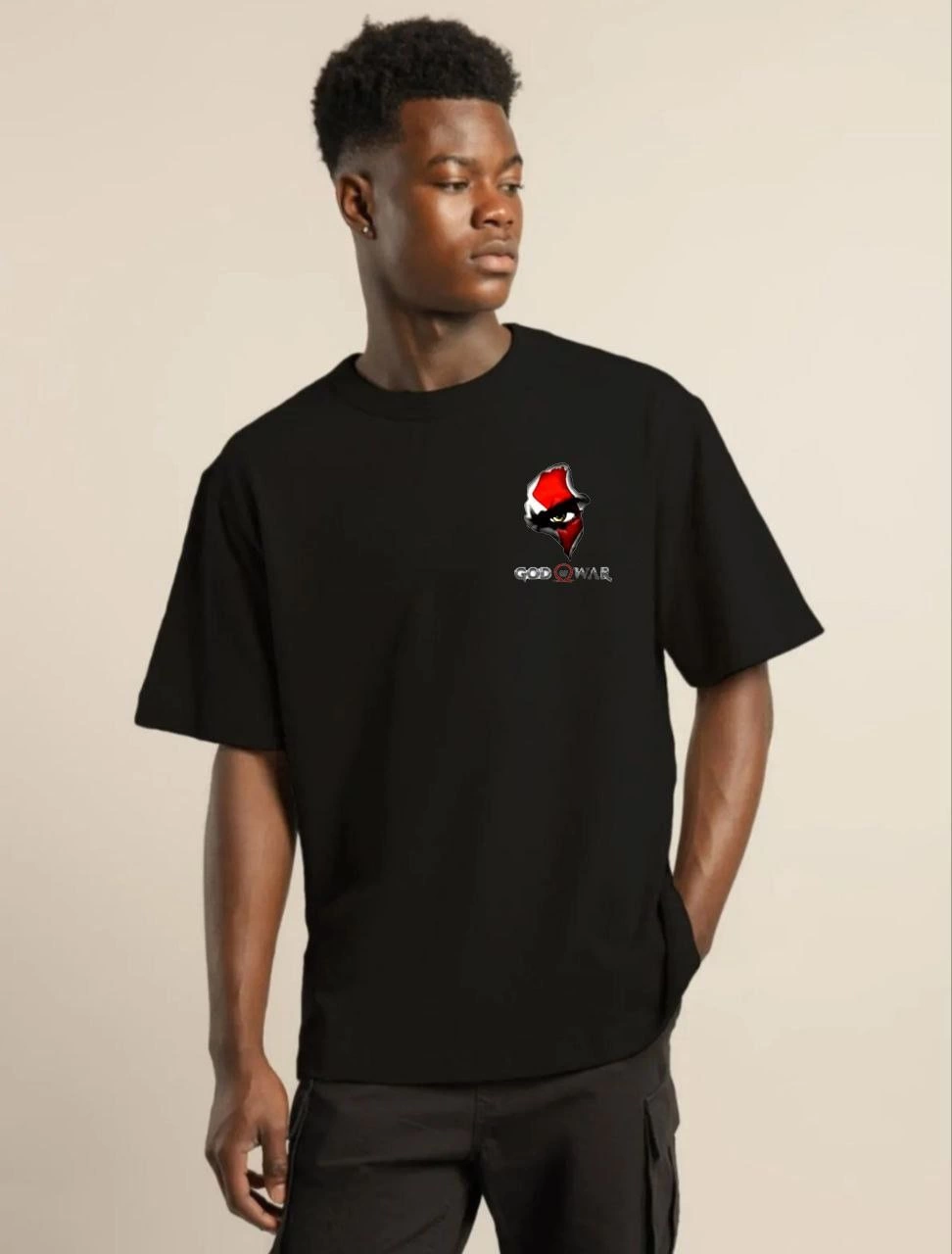 Erkek Baskılı T-Shirt Kısa Kol Bisiklet Yaka Regular Fit Rahat Kalıp Günlük Tişört - Siyah