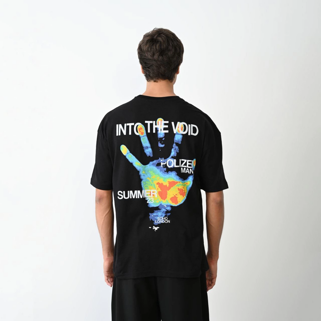 Erkek Kısa Kol Yazlık Tişört Bisiklet Yaka Baskılı Oversize T-Shirt - Siyah