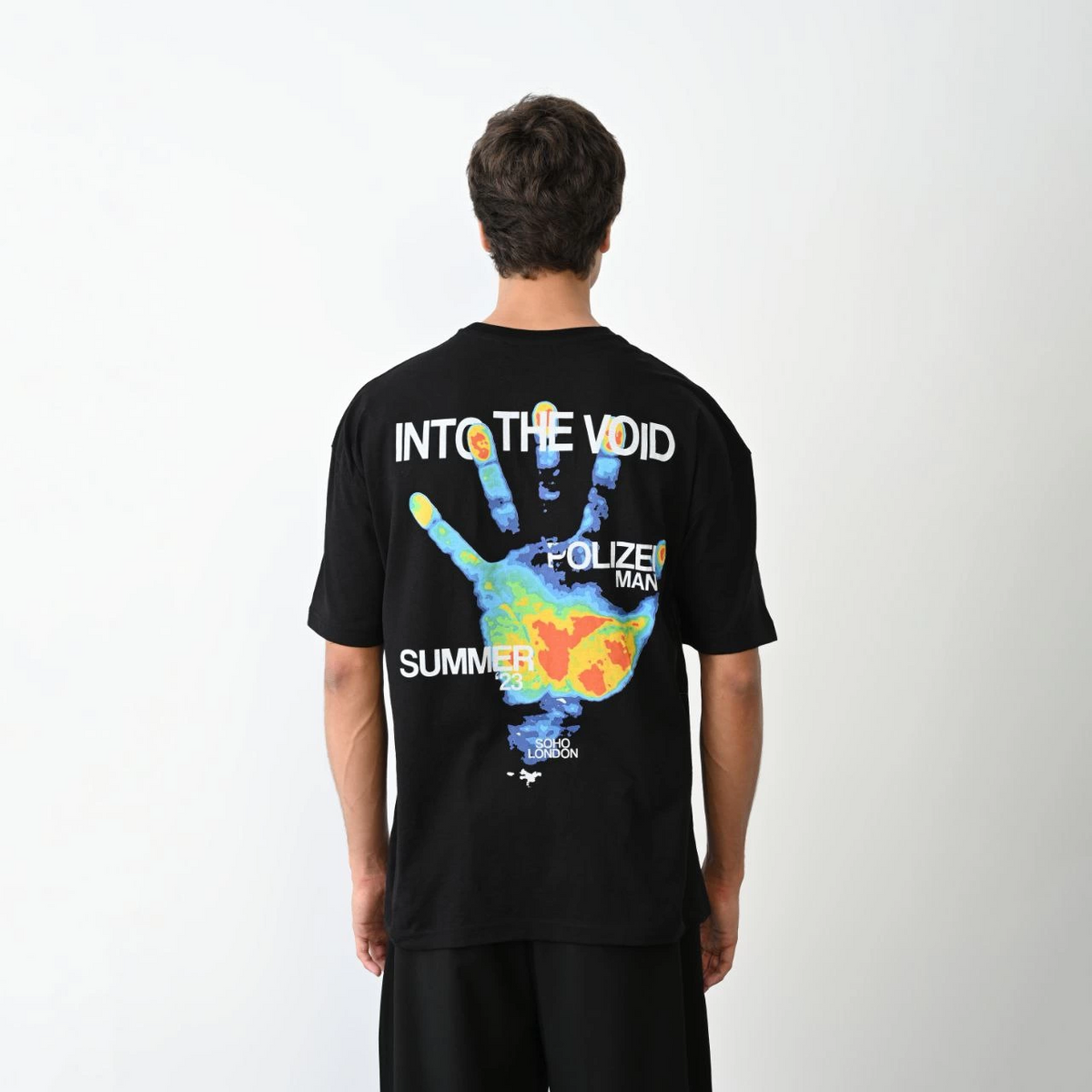 Erkek Kısa Kol Yazlık Tişört Bisiklet Yaka Baskılı Oversize T-Shirt - Siyah