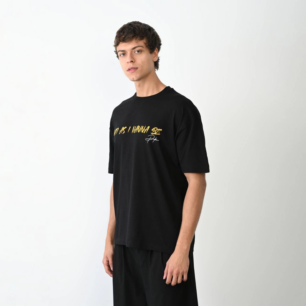 Erkek Baskılı T-Shirt Kısa Kol Bisiklet Yaka Regular Fit Rahat Kalıp Günlük Tişört - Siyah