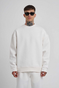 ERKEK Bisikilet Yaka 3 plik Pamuklu SweatShirt - Beyaz