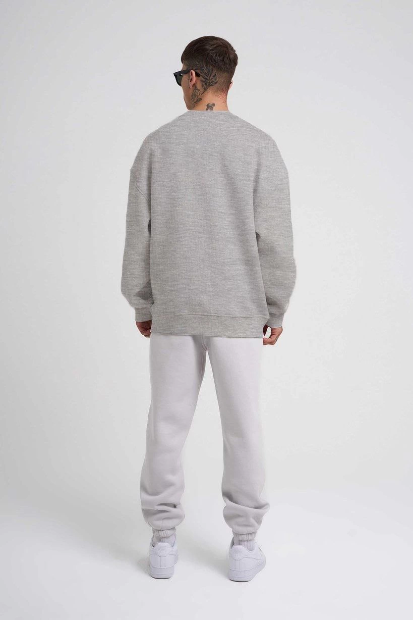 ERKEK Bisikilet Yaka 3 İplik Pamuklu SweatShirt - Gri