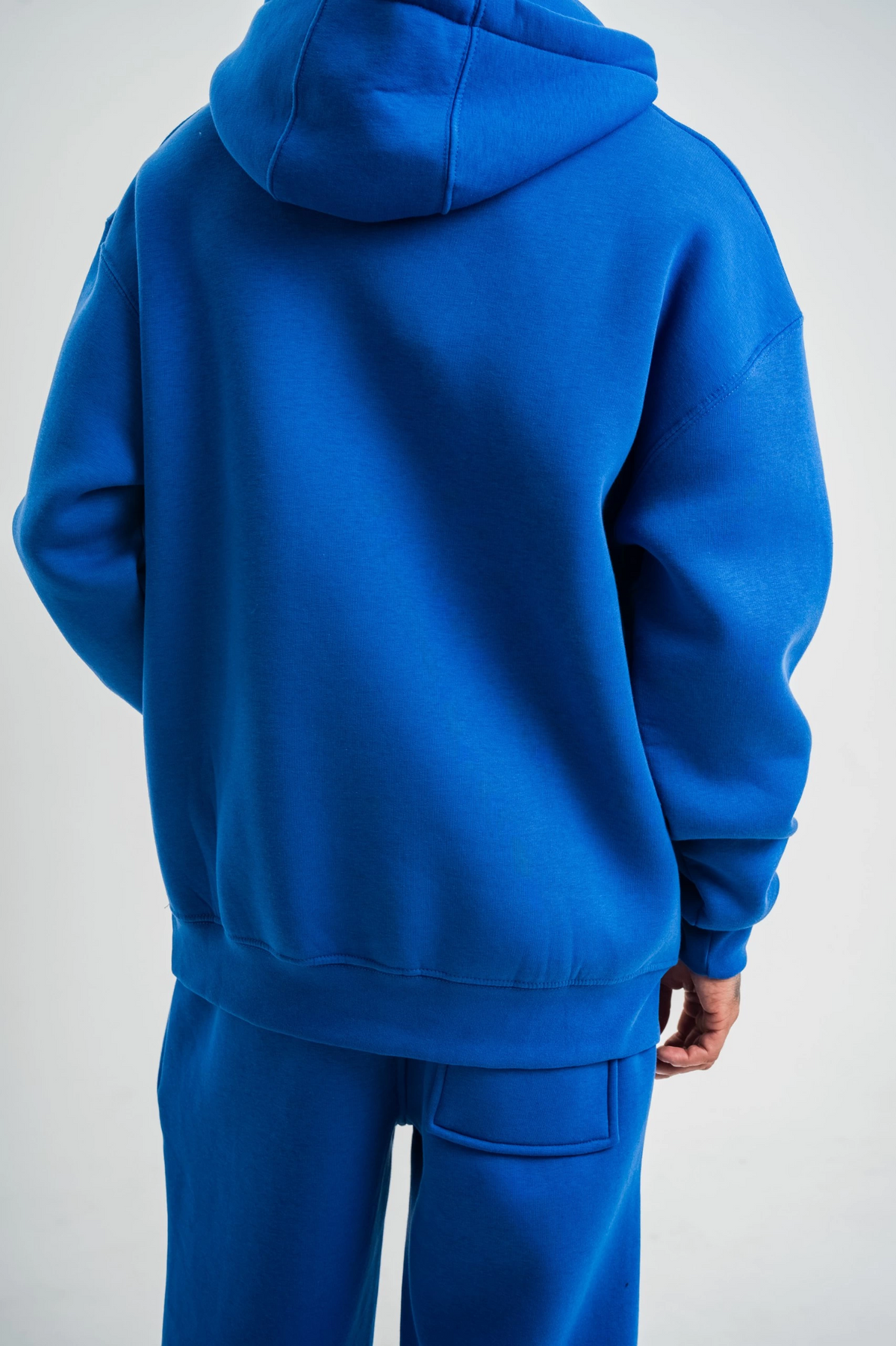 ERKEK 3 İplik Oversize Kapşonlu Basic SweatShirt Hoodie - Mavi