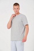 Erkek Düz T-Shirt Kısa Kol Bisiklet Yaka Regular Fit Rahat Kalıp Günlük Tişört - Gri