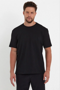 Erkek Düz T-Shirt Kısa Kol Bisiklet Yaka Regular Fit Rahat Kalıp Günlük Tişört - Siyah