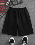 Kadın İki İplik Düz Oversize Şort - Siyah
