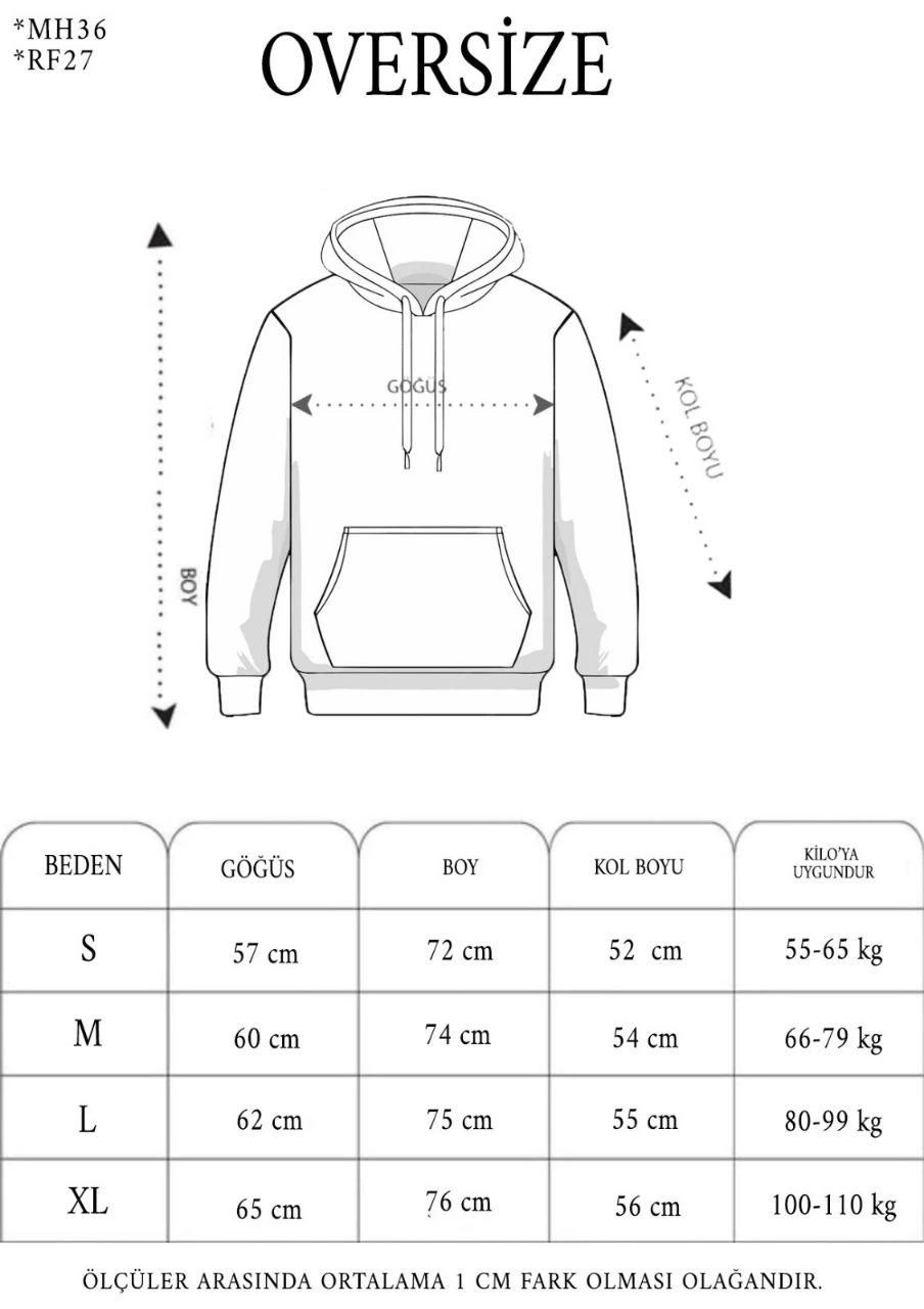 Erkek 3 İplik Pamuklu Oversize Kapüşonlu Nakışlı Hoodie SweatShirt - Siyah