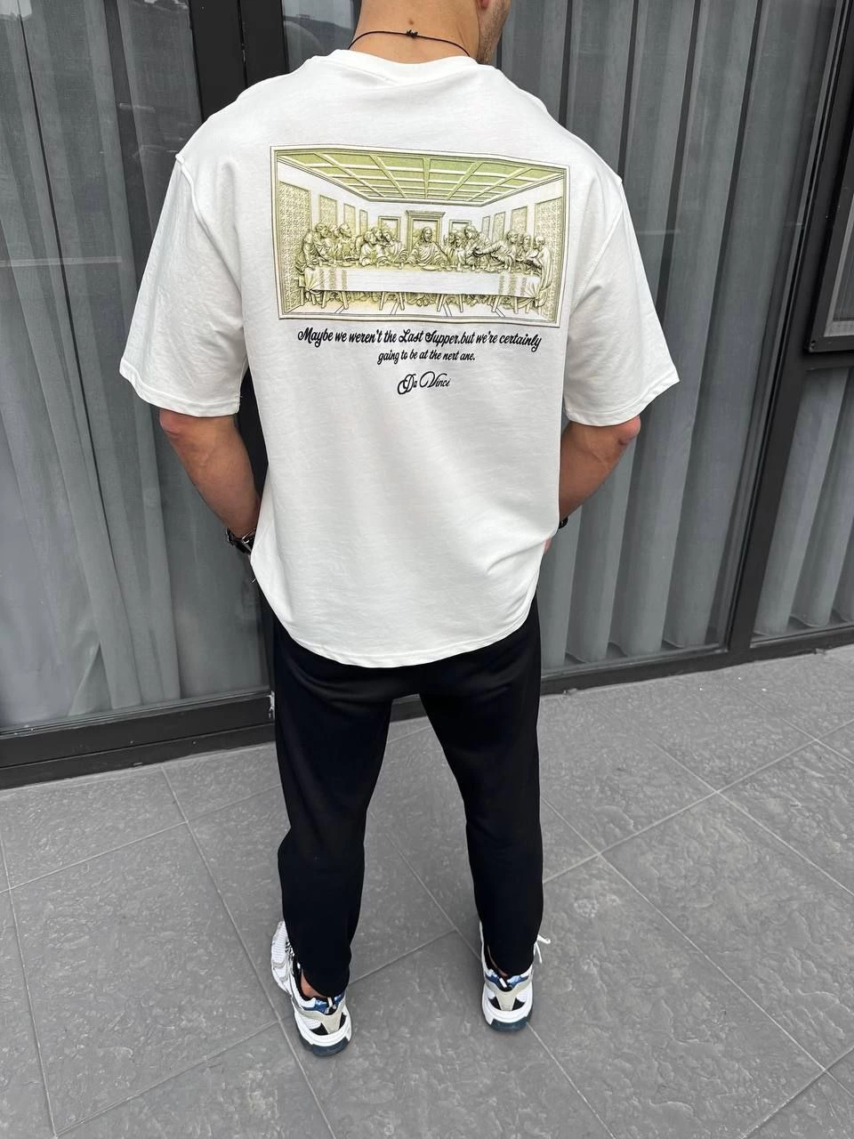 Erkek Baskılı T-Shirt Kısa Kol Bisiklet Yaka Regular Fit Rahat Kalıp Günlük Tişört - Beyaz