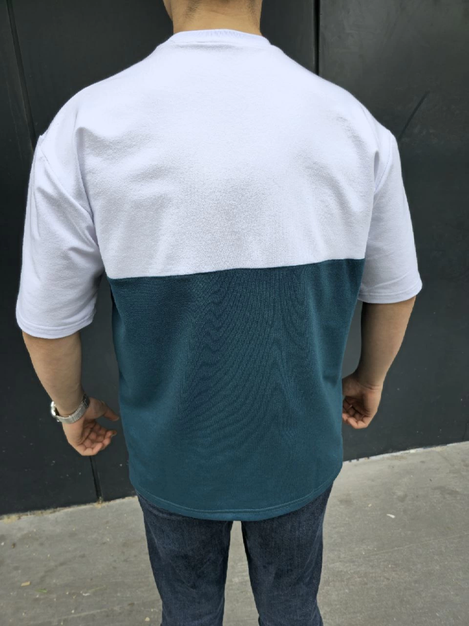 Erkek Kısa Kol Yazlık Tişört Torba Cepli Parçalı T-Shirt - Lacivert
