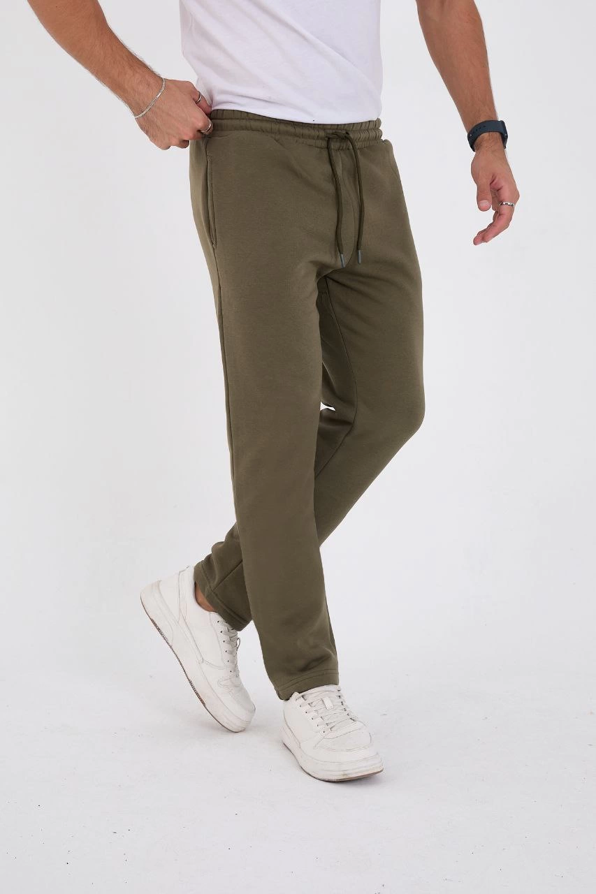 Erkek Üç İplik Basic Eşofman Pantolon - Haki