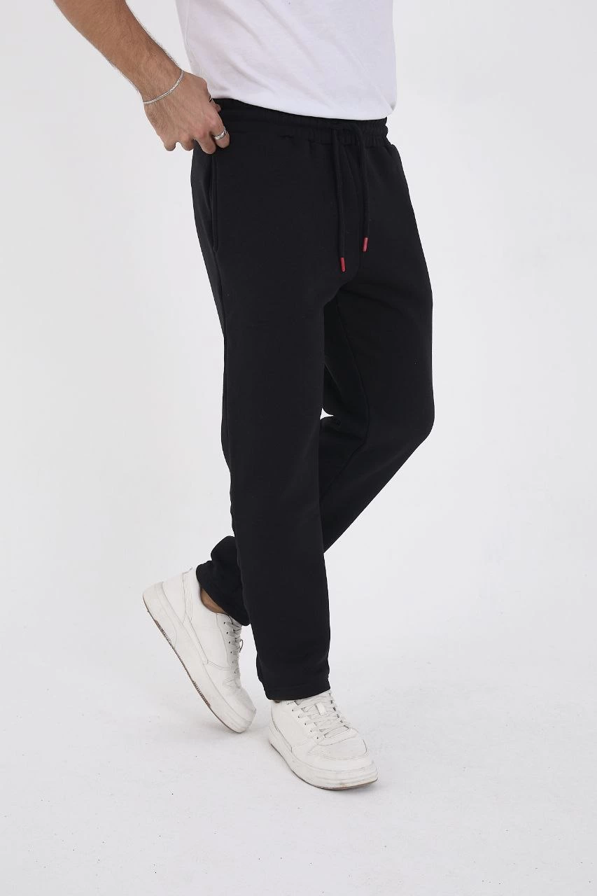 Erkek Üç İplik Basic Eşofman Pantolon - Siyah