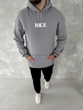 Erkek 3 İplik Pamuklu Kapüşonlu Kanguru Cepli Baskılı Oversize Hoodie Sweatshirt - Gri