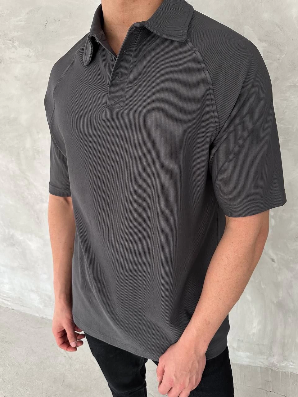 Erkek Polo Yaka Tişört Patlı Kısa Kol Yazlık T-shirt - Antrasit