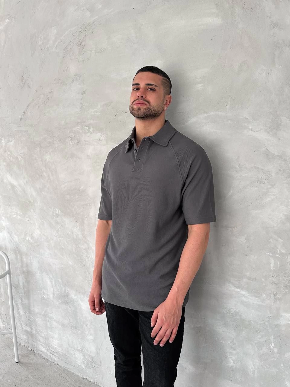 Erkek Polo Yaka Tişört Patlı Kısa Kol Yazlık T-shirt - Antrasit