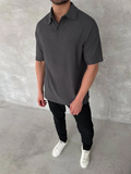 Erkek Polo Yaka Tişört Patlı Kısa Kol Yazlık T-shirt - Antrasit