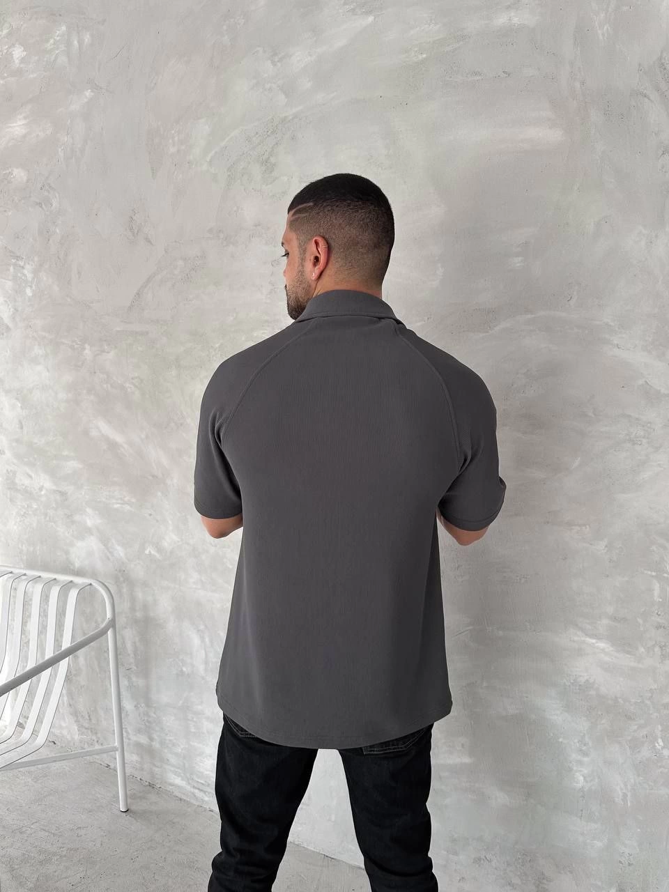 Erkek Polo Yaka Tişört Patlı Kısa Kol Yazlık T-shirt - Antrasit